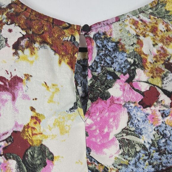 KIMCHI BLUE Women’s Size Medium Blouse Top Floral Career Dark Academia Keyhole - Picture 5 of 8